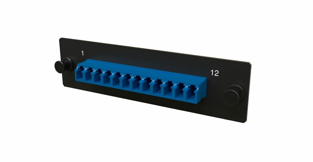 Панель Hyperline FO-FPM-W120H32-12LC-BL Панель для FO-19BX с 12 LC адаптерами, 12 волокон, одномод OS1/OS2,