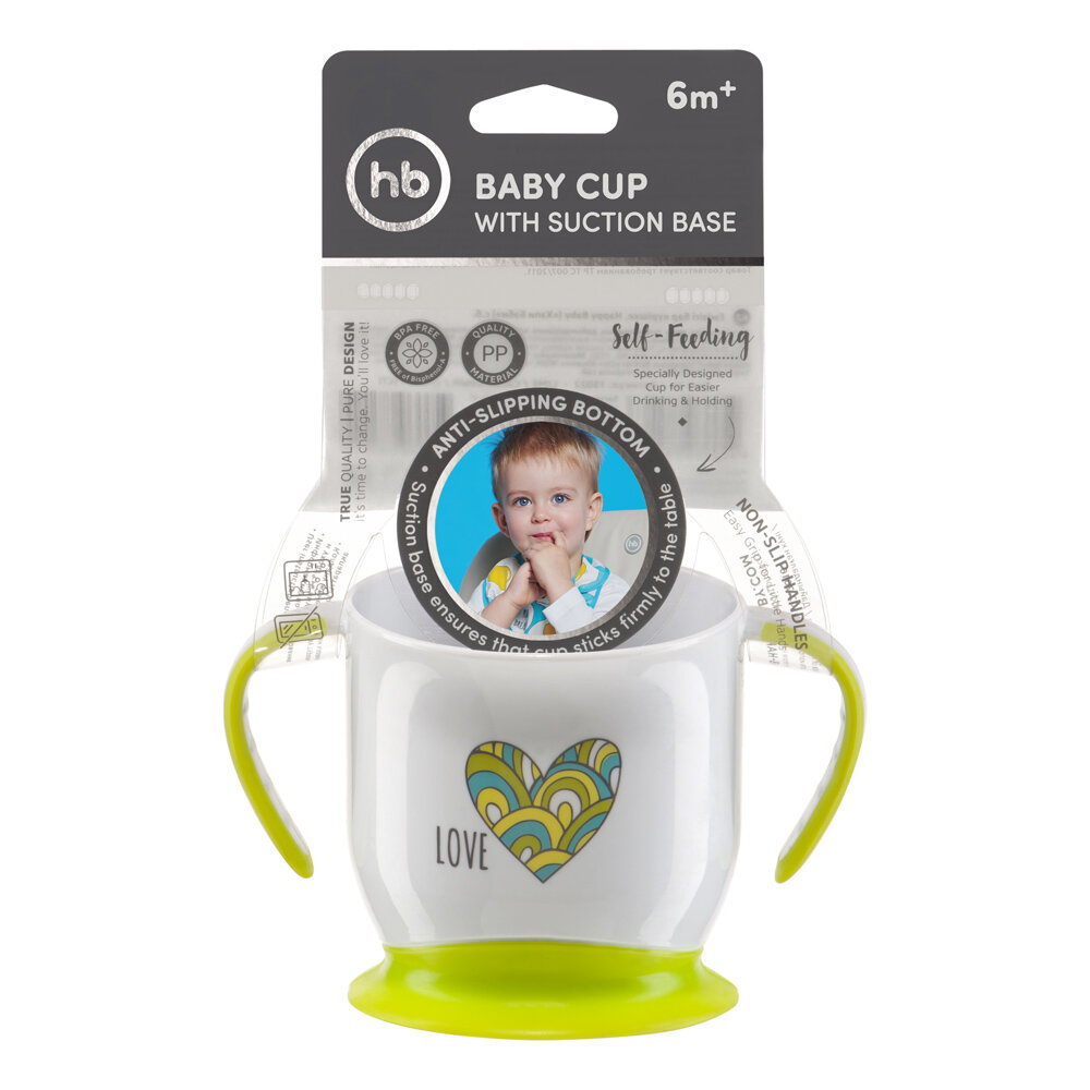 Кружка на присоске BABY CUP WITH SUCTION BASE, салатовый 15022 Happy Baby