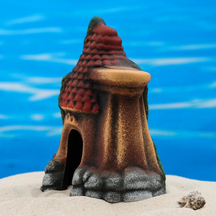Декор для аквариума "Домик с колонной", керамический, 10 x 7 x 13 см - фотография № 3