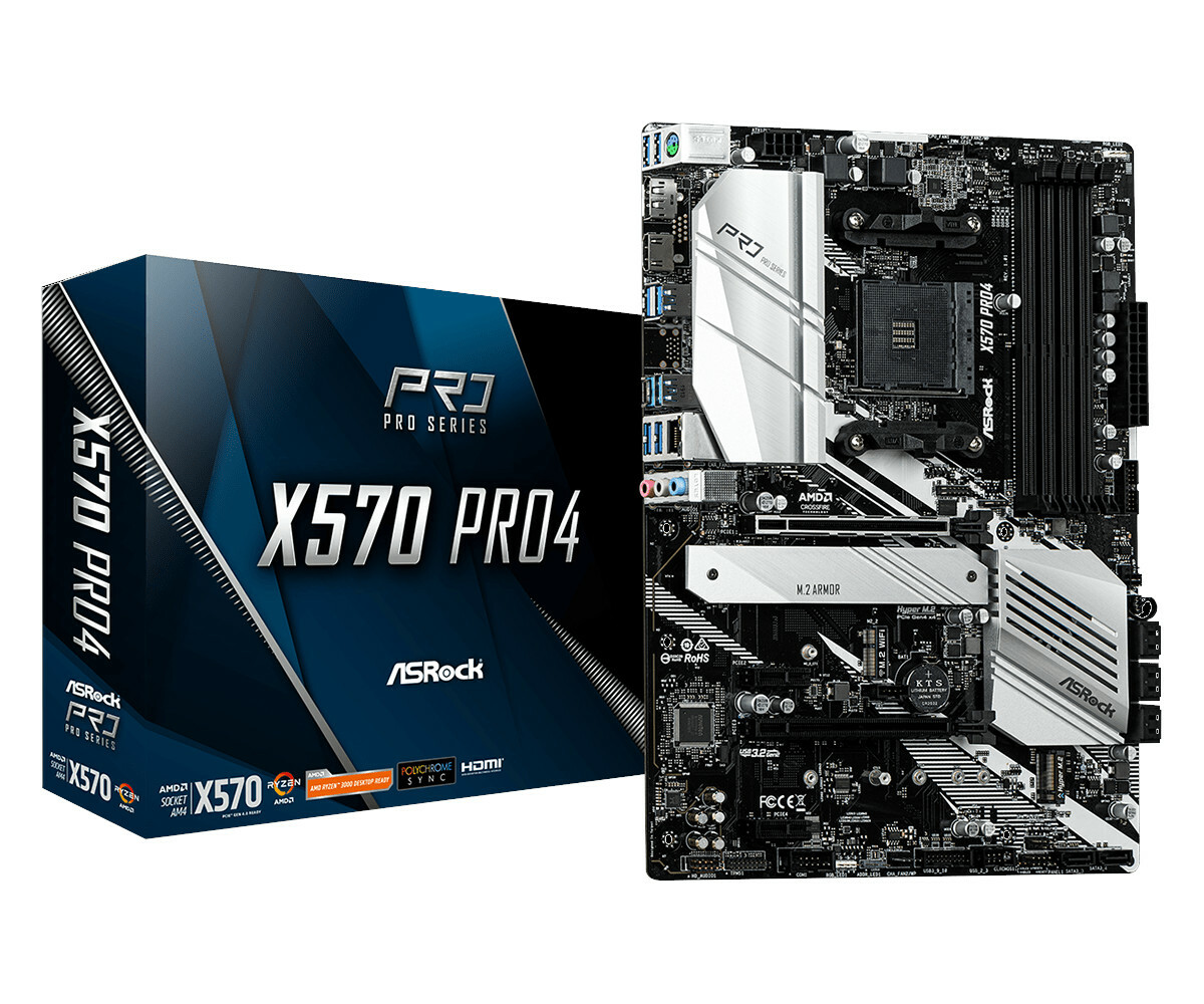 Материнская плата Asrock X570 PRO4 Soc-AM4 AMD X570 4xDDR4 ATX AC`97 8ch(7.1) GbLAN RAID+HDMI+DP