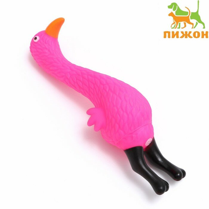 Игрушка пищащая "Фламинго" для собак, 22,5 см, розовая - фотография № 1