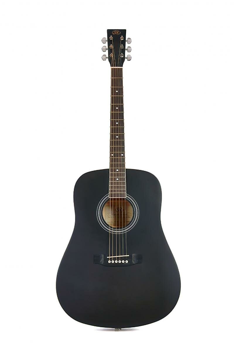 SX SD104BK Гитара акустическая, корпус: липа, гриф: окуме, накладка грифа и нижний порожек: палисандр, колки: хромированное покрытие, цвет черный мато