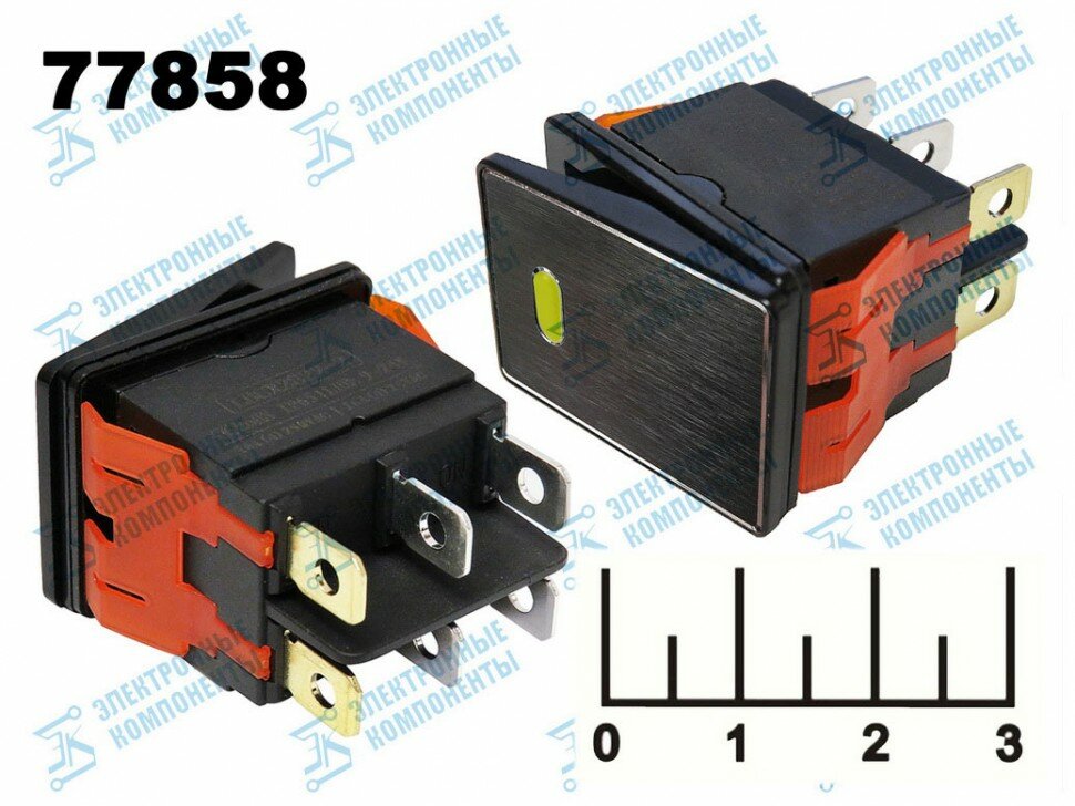 фото Выключатель 9-24/16 черный LED желтый 6 контактов влагозащищенный LBCX2822-2 IP65