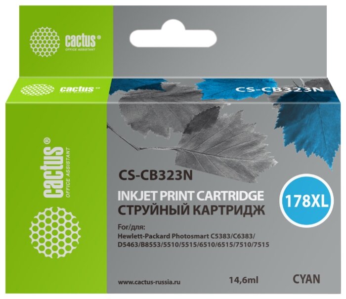 Cactus Картридж Cactus CS-CB323N(CS-CB323) №178XL, голубой, совместимый