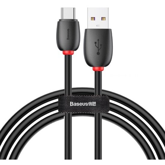 Дата-кабель BASEUS USB с функцией быстрой зарядки для Type-C 40Вт 1м Purple Ring HW, черный