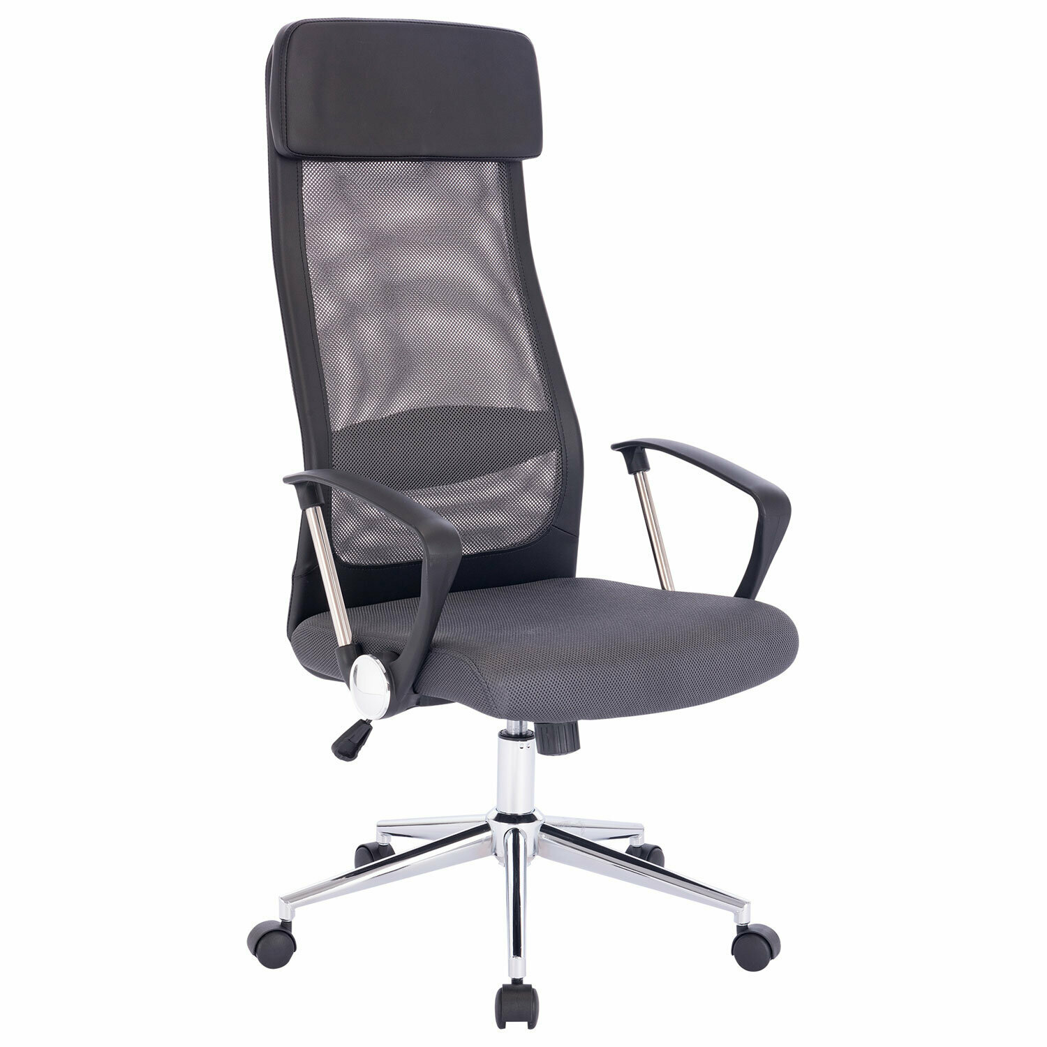 Кресло офисное BRABIX Flight R EX-541 хром, ткань TW, сетка, черное/серое