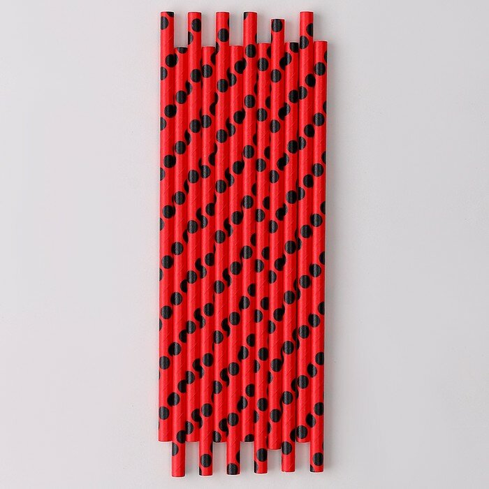 Страна Карнавалия Трубочки для коктейля «Горох», набор 12 шт., цвет красный - фотография № 1