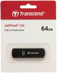 Накопитель USB flash Transcend Накопитель USB flash 64ГБ Transcend JetFlash 350 TS64GJF350, черный (USB2.0)
