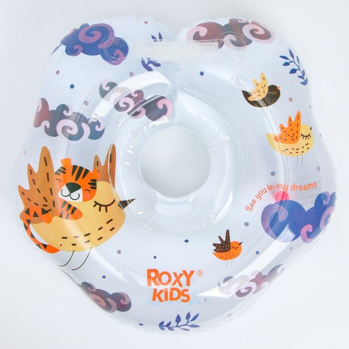 Roxy-kids Надувной круг на шею для купания малышей Tiger Bird. Одна камера, одна погремушка, мягкий вн