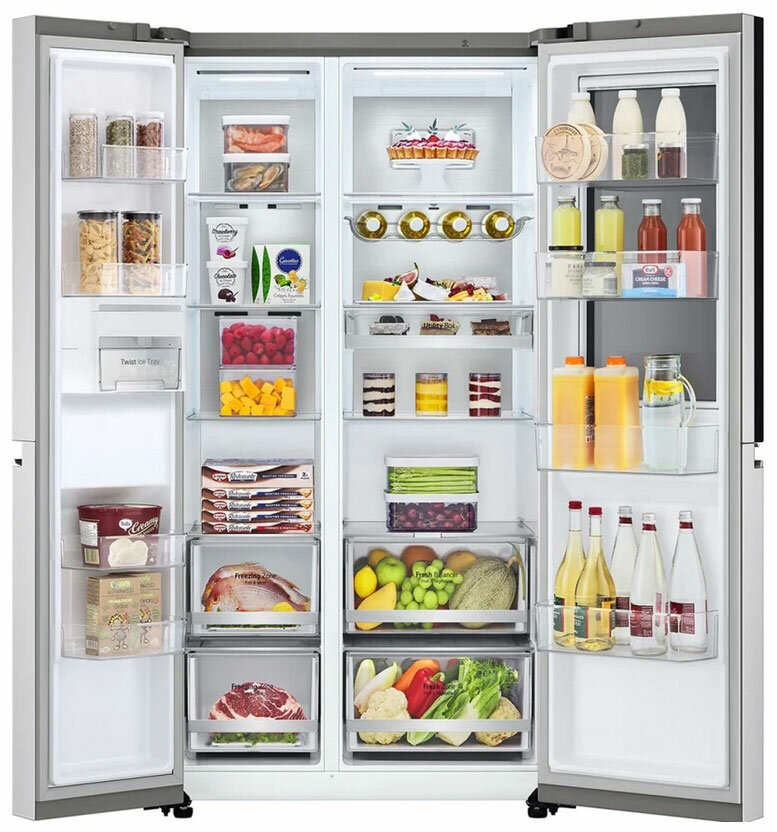 Холодильник Side by Side LG GC-Q257CAFC, серебристый - фотография № 6