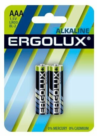 Батарейка Ergolux Alkaline LR03 BL-2 AAA, 2 шт