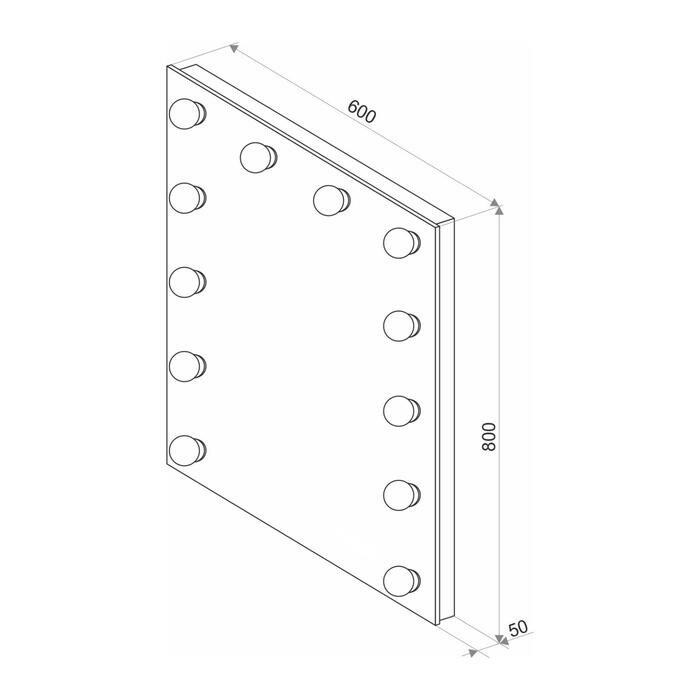 Зеркало, гримёрное, настенное, 11 лампочек, 80 х60 см - фотография № 4