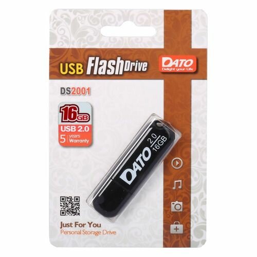 Флешка USB DATO DS2001 16ГБ, USB2.0, черный [ds2001-16g]