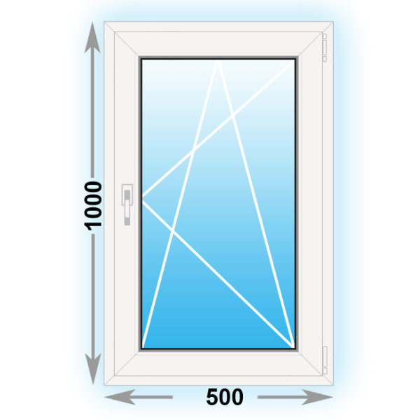 Пластиковое окно MELKE одностворчатое 500x1000 (ШxВ)