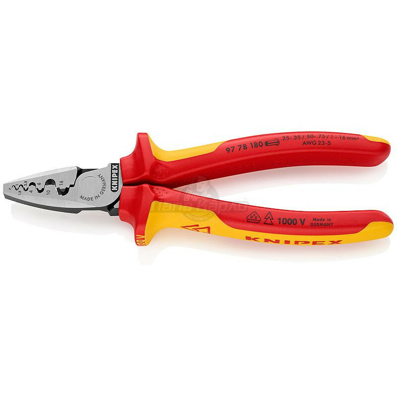 Инструмент для обжимки 0,25 - 16 мм², 9 гнезд Knipex KN-9778180SB