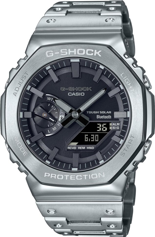 Японские кварцевые часы Casio G-Shock GM-B2100D-1A на стальном браслете, с водозащитой 20 бар и международной гарантией от производителя