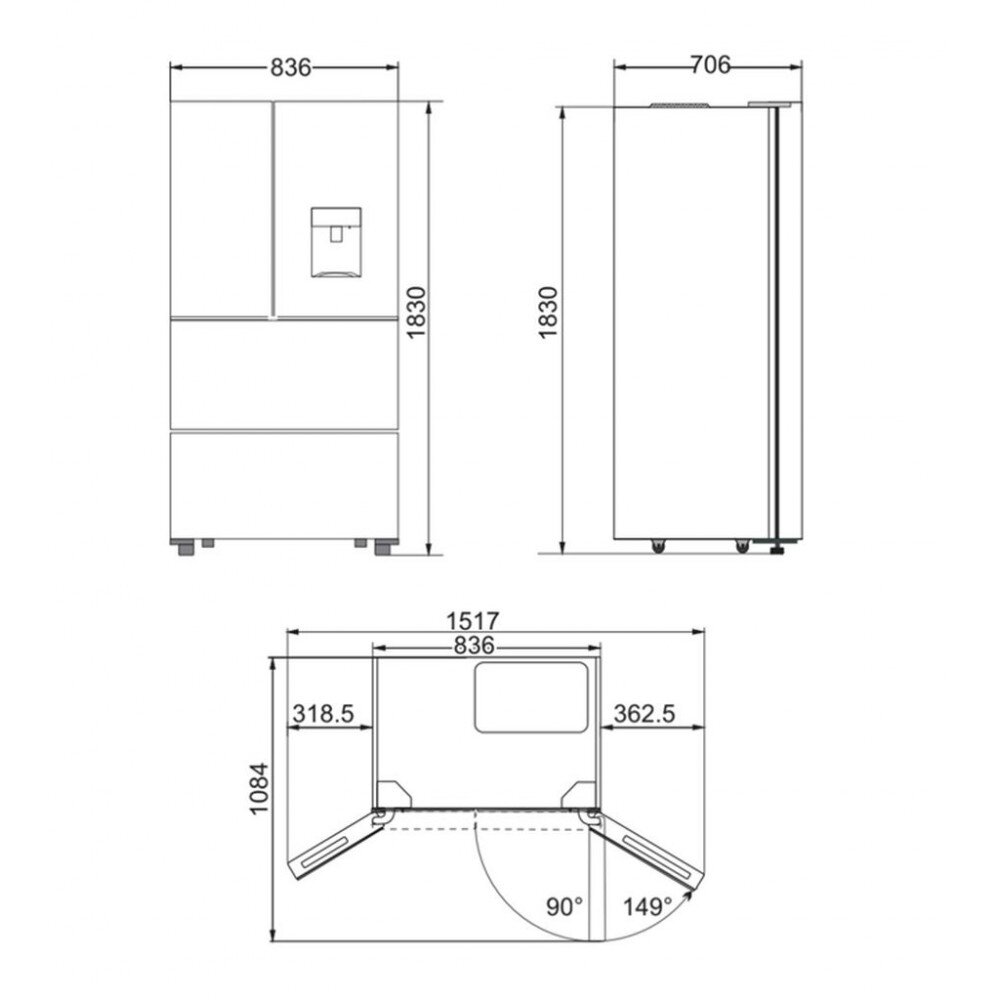 Холодильник French door 183х83,6 см Kaiser KS 80425 EM черный - фотография № 10