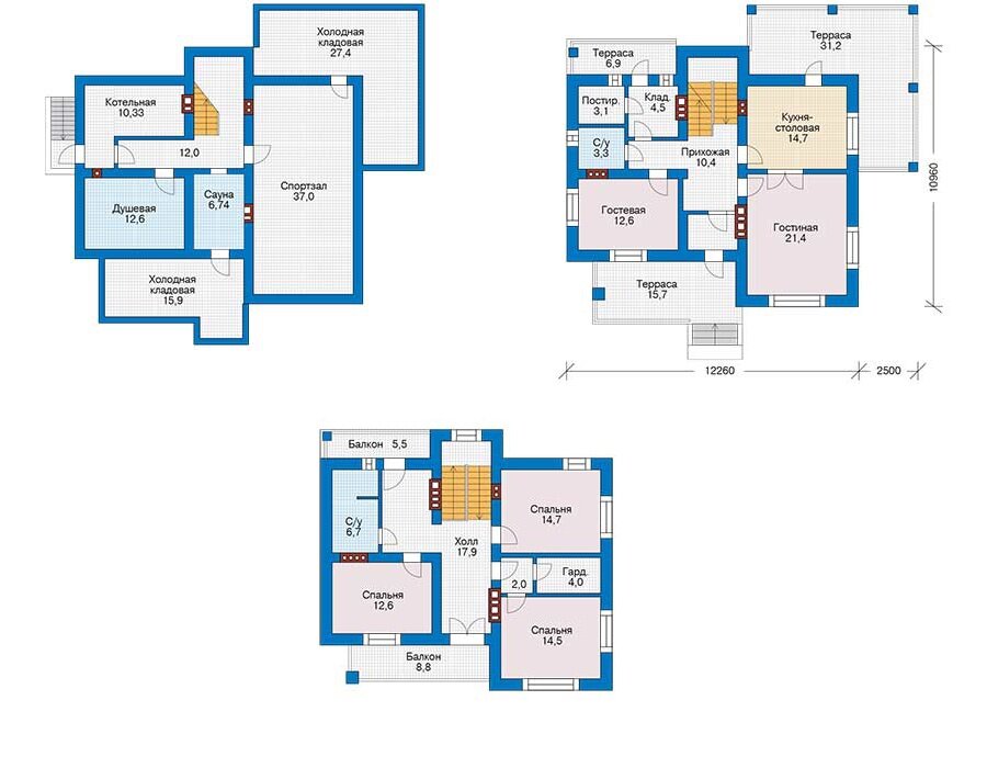 Проект дома Plans-56-58 (267 кв.м, газобетон) - фотография № 3