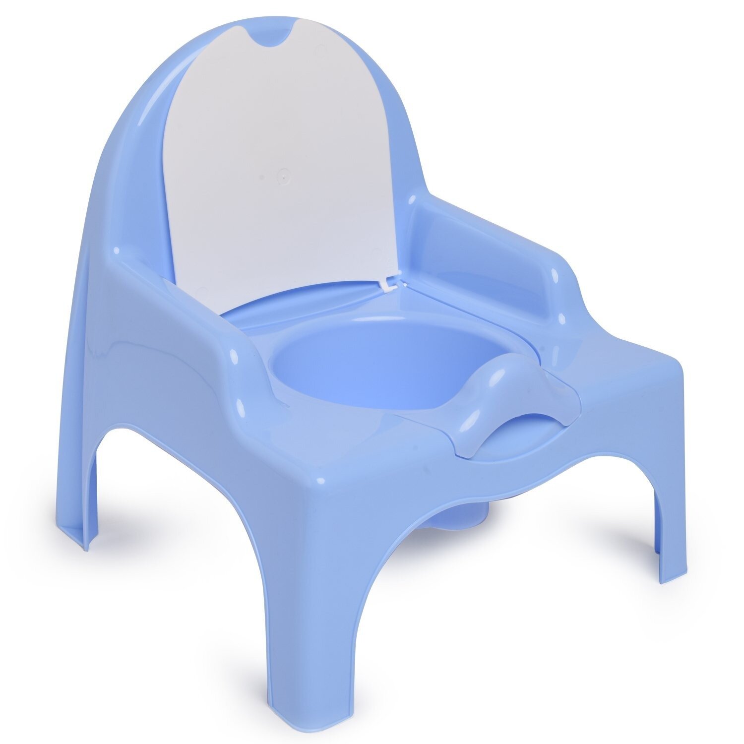 Горшок-стул детский голубой пластиковый с крышкой