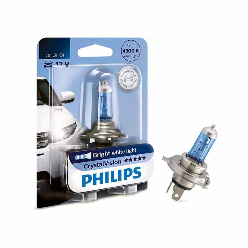 Лампа галогенная Philips CrystalVision H4 12V 60/55W P43t-38, 1 шт. (блистер)