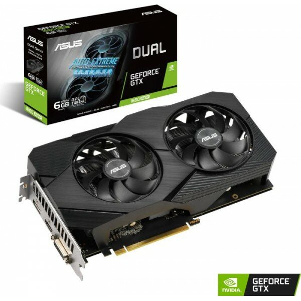 Видеокарта Asus PCI-E DUAL-GTX1660S-6G-EVO nVidia GeForce GTX 1660SUPER 6144Mb 192bit GDDR6 1530/14002 DVIx1/HDMIx1/DPx1/HDCP Ret