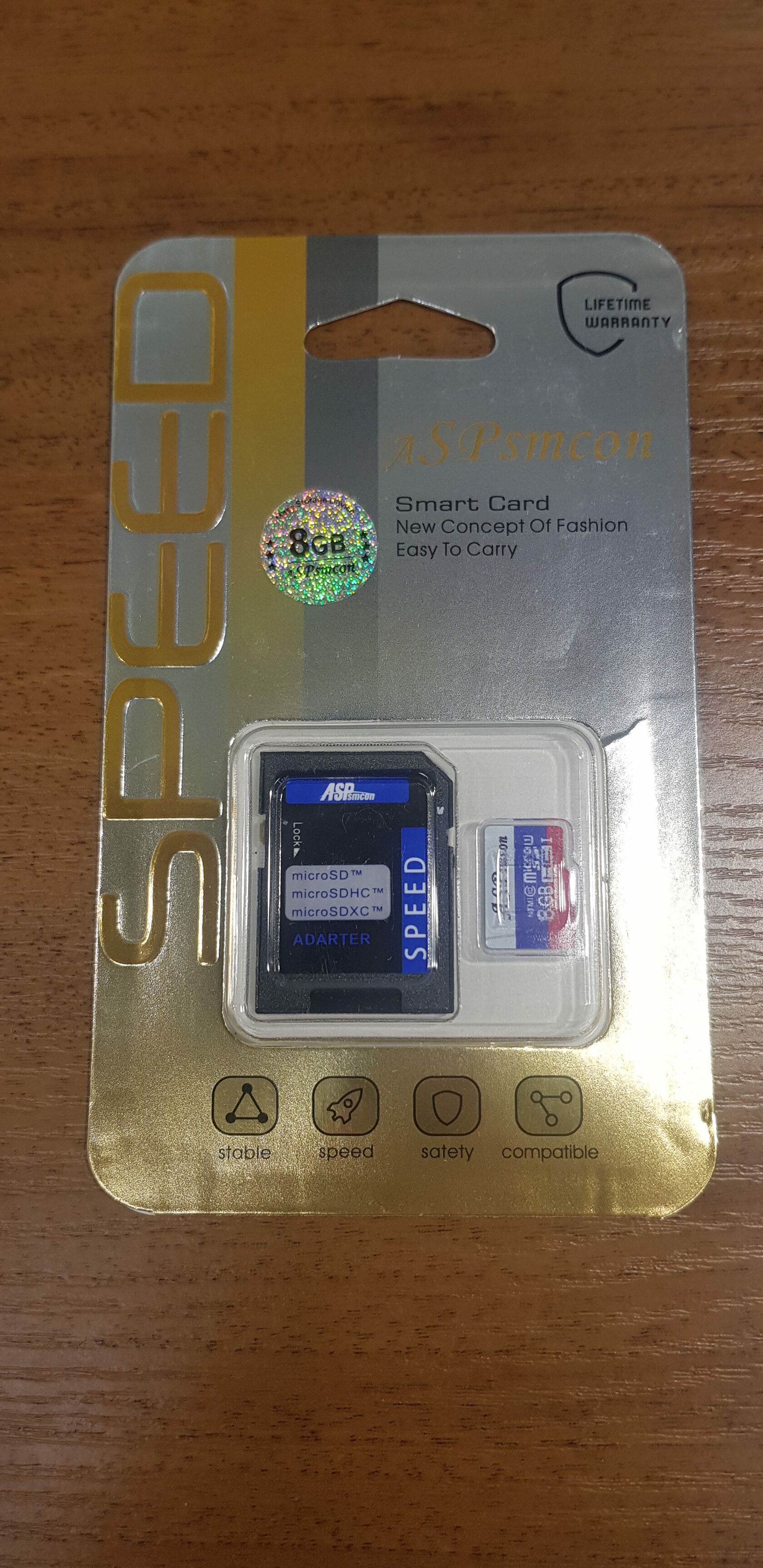 Карта памяти ASPsmcon 8GB micro SD HC I c SD-адаптером