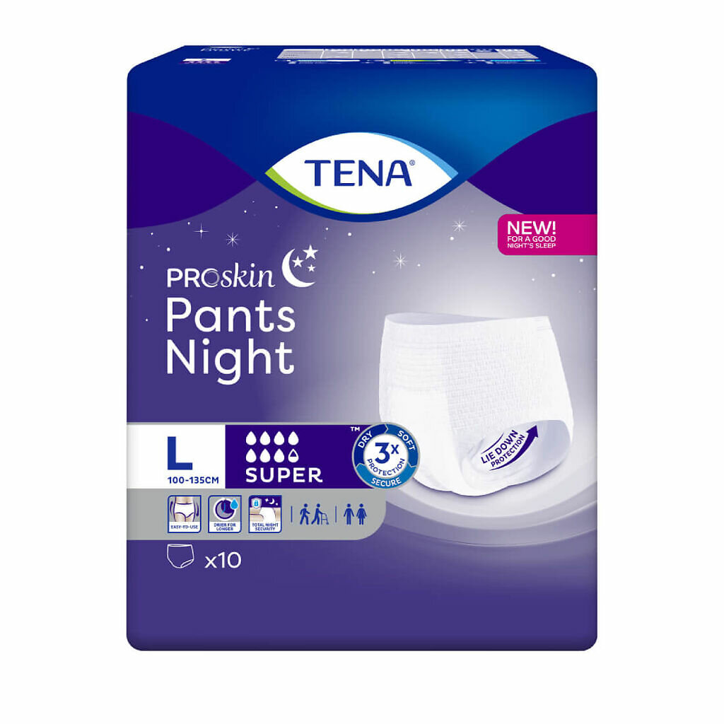 Tena Pants Night Super подгузники для взрослых (трусы) р. L (100-135 см), 10 шт