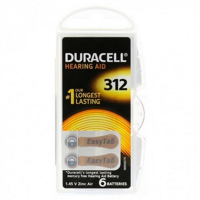 Батарейки DURACELL ZA312 (PR41) для слуховых аппаратов (6 шт)