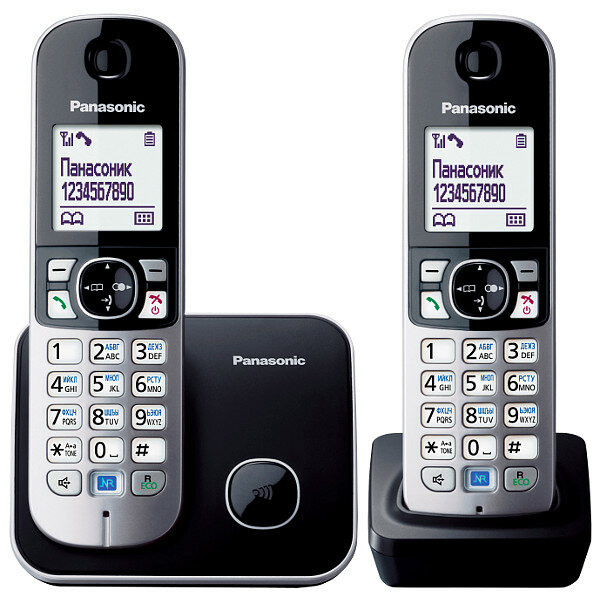 Радиотелефон Panasonic KX-TG6812 B - чёрный (2 трубки в комплекте)