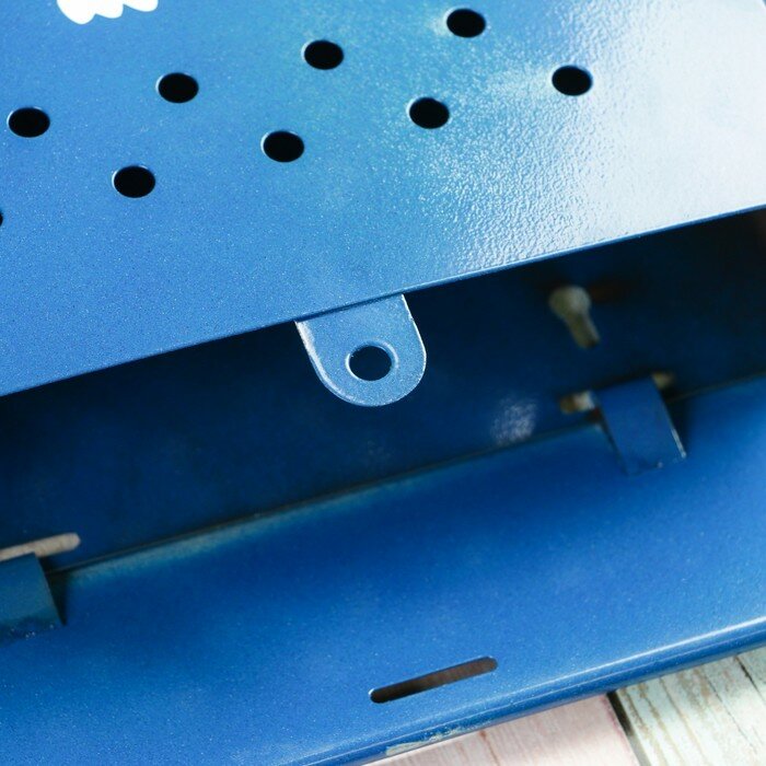 Ящик почтовый без замка (с петлёй), вертикальный, "Домик", синий - фотография № 5