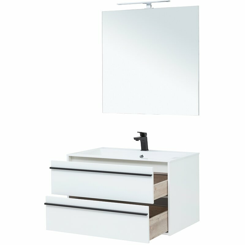 Комплект мебели для ванной Aquanet Lino 90 271957 подвесной Белый матовый - фотография № 3