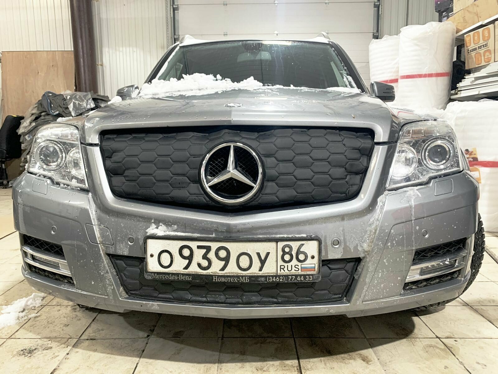 Утеплитель радиатора для Mercedes-Benz GLK-Класс 2008 - 2012 I (X204)Комплект 2 детали Дизайн Соты