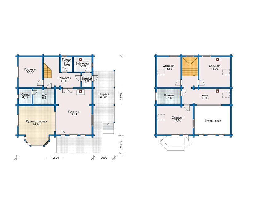 Проект дома Plans-11-03 (185 кв.м, клееный брус) - фотография № 3