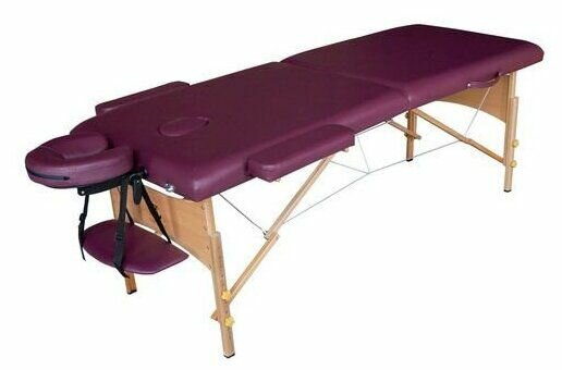 Переносной массажный стол DFC Nirvana Relax вес 13 кг, 2 секции, подголовник, макс. нагрузка 250 кг фиолетовый