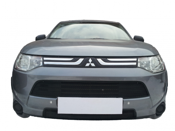 Защита радиатора (защитная сетка) Mitsubishi Outlander III 2014-2015 (2 шт) черная