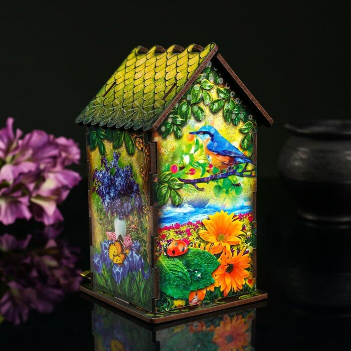 Дарим Красиво Чайный домик "Домик с корзинкой цветов", 9,8×9,8×17,4 см - фотография № 2