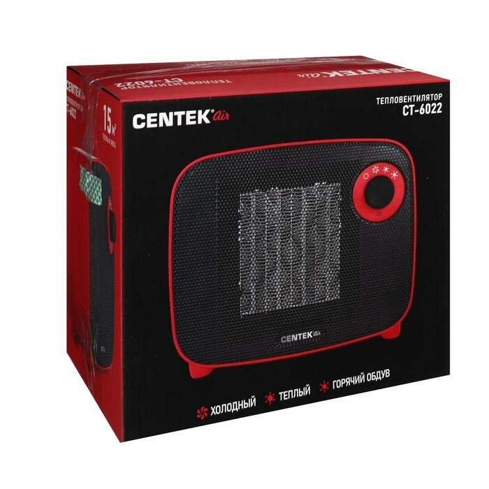 Тепловентилятор Centek CT-6022, керамический, настольный, 1500 Вт, 15 м2, красный - фотография № 7