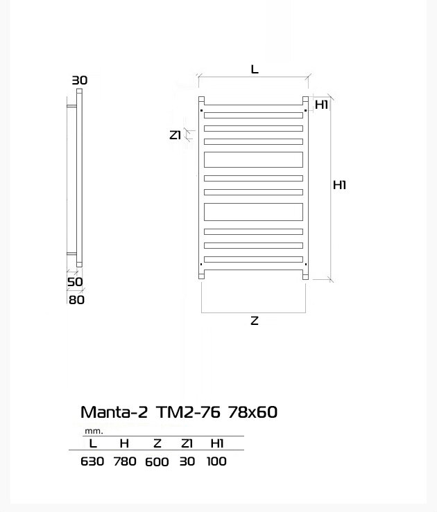 MANTA 2 118x60 (см) Дизайн-радиатор водяной Черный - фотография № 9