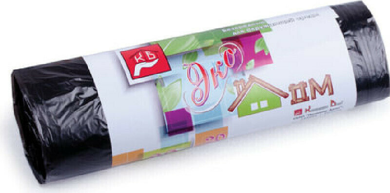 фото Мешки для мусора Мешки для мусора 30 л, черные, в рулоне 20 шт., ПНД, 6 мкм, 50х60 см, концепция быта "ЭкоДом", 2098 5 штук