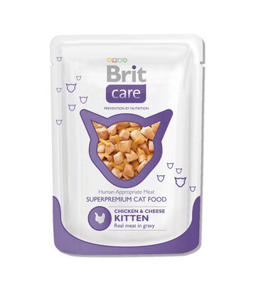 Brit Паучи для котят Care с курицей и сыром (Chicken Cheese Kitten) 100122 | Chicken Cheese Kitten, 0,08 кг, 38515 (18 шт)