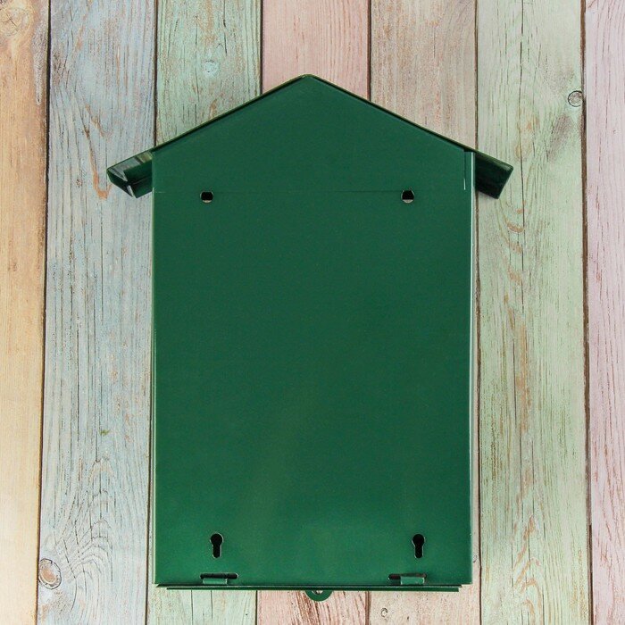 Ящик почтовый без замка (с петлёй), вертикальный, «Домик», зелёный - фотография № 4