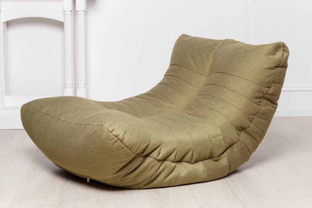 Бескаркасное кресло-лежак "Кокон" в рогожке Цвет: White - фотография № 8