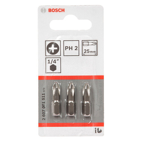 Набор бит Bosch Extra-Hart, шестигранный, 3шт [2607001511]
