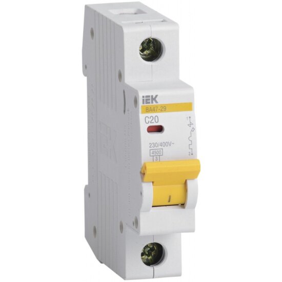 Автоматический выключатель IEK ВА47-29 1Р 20А 4,5кА х-ка С, MVA20-1-020-C