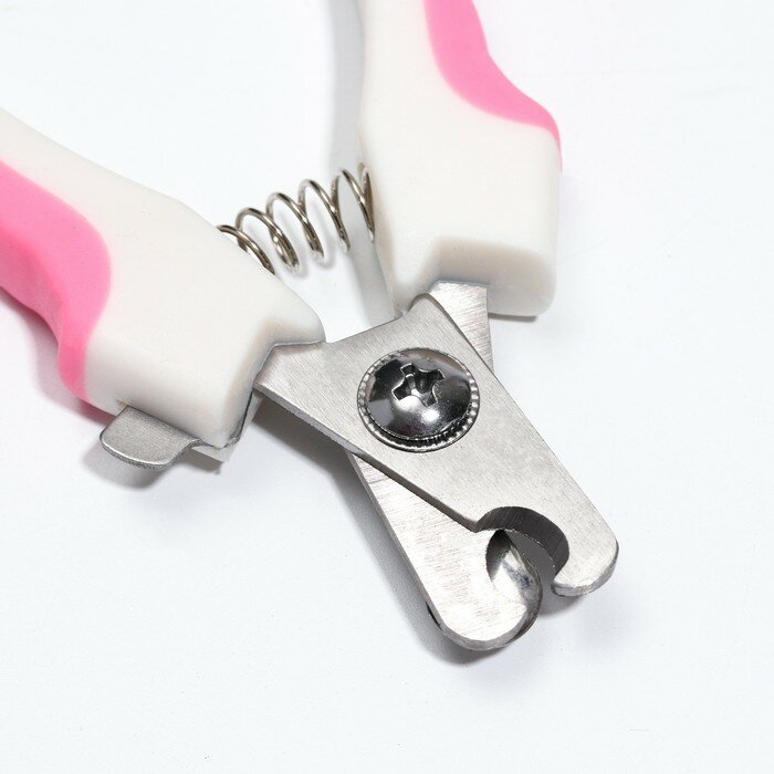 Когтерез боковой малый с нескользящими ручками, отверстие 9 мм, розовый с белым - фотография № 3