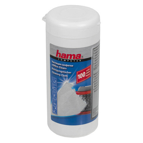 Влажные салфетки HAMA R1084185, 100 шт (туба) для пластика