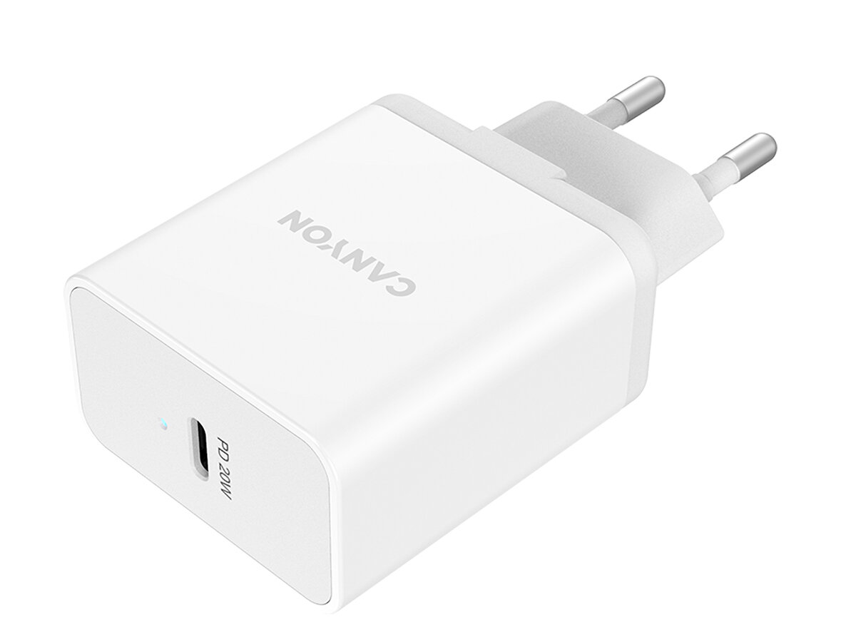 Сетевое зарядное устройство Canyon H-20, USB Type-C, до 20Вт, Белый CNE-CHA20W