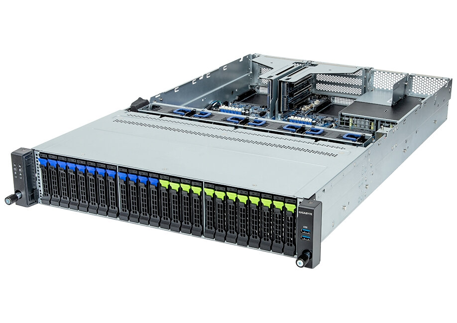 Серверная платформа Gigabyte R263-Z32 (rev AAD1) R263-Z32-AAD1/2U/1xSP5/ 12xDDR5-4800 RDIMM/RDIMM 3DS/ 24x25"M2