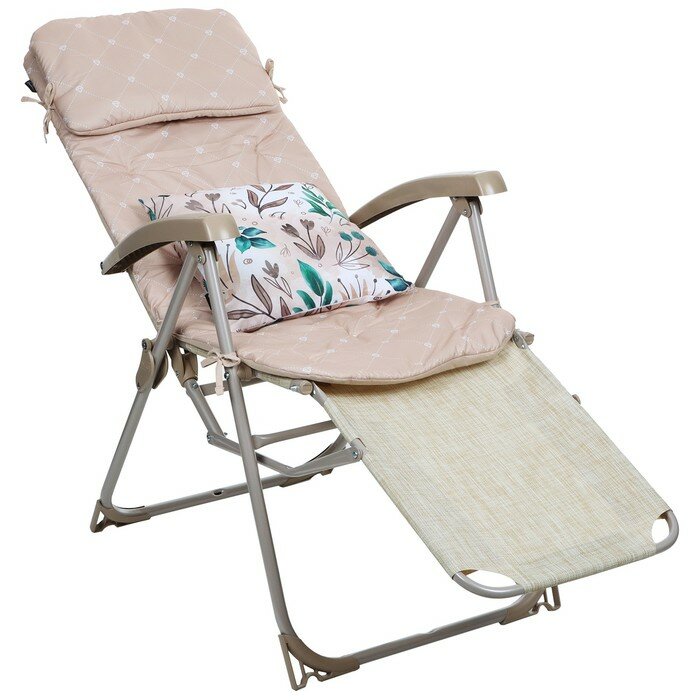 Кресло-шезлонг, матрас + подушка, цвет песочный - фотография № 2