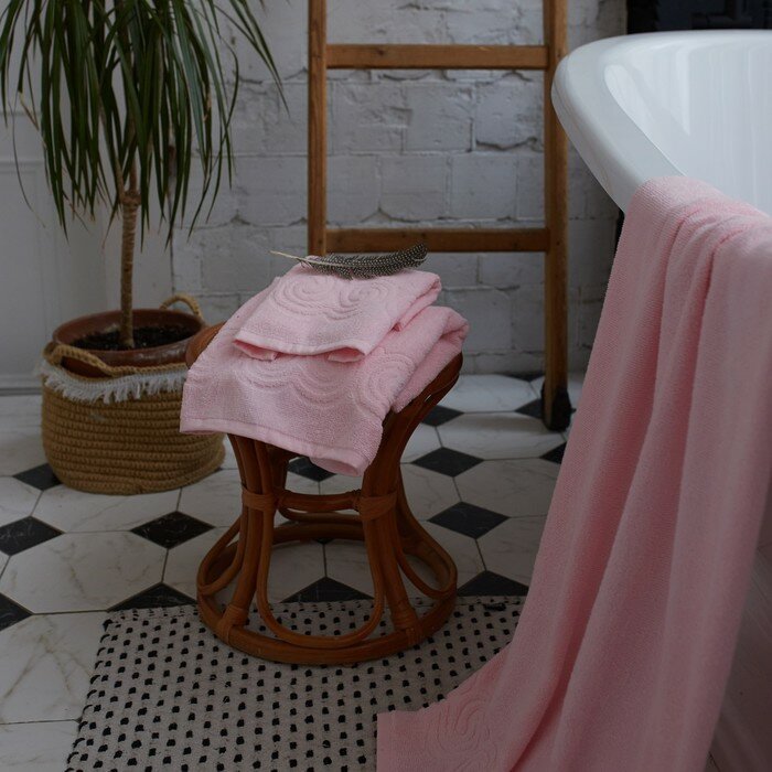 Полотенце махровое Love Life Border, 50х90 см, цвет розовый, 100% хлопок, 380 гр/м2 - фотография № 7